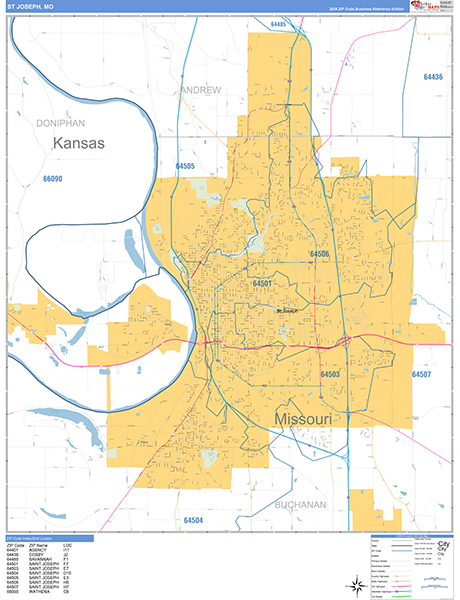St. Joseph, MO Zip Code Map